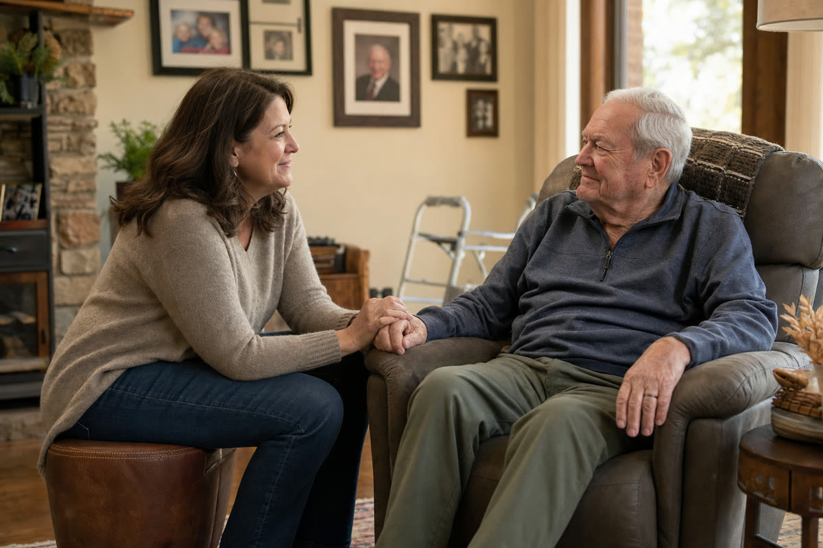 Caregiver and patient resting together