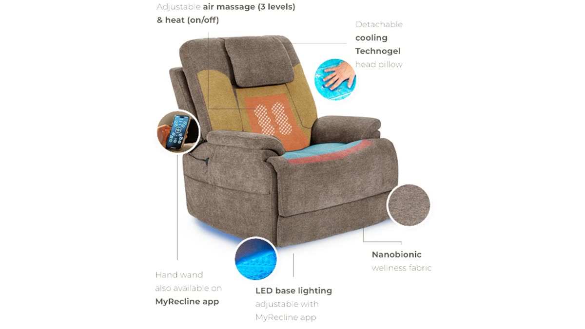 Hand on remote with heat and massage