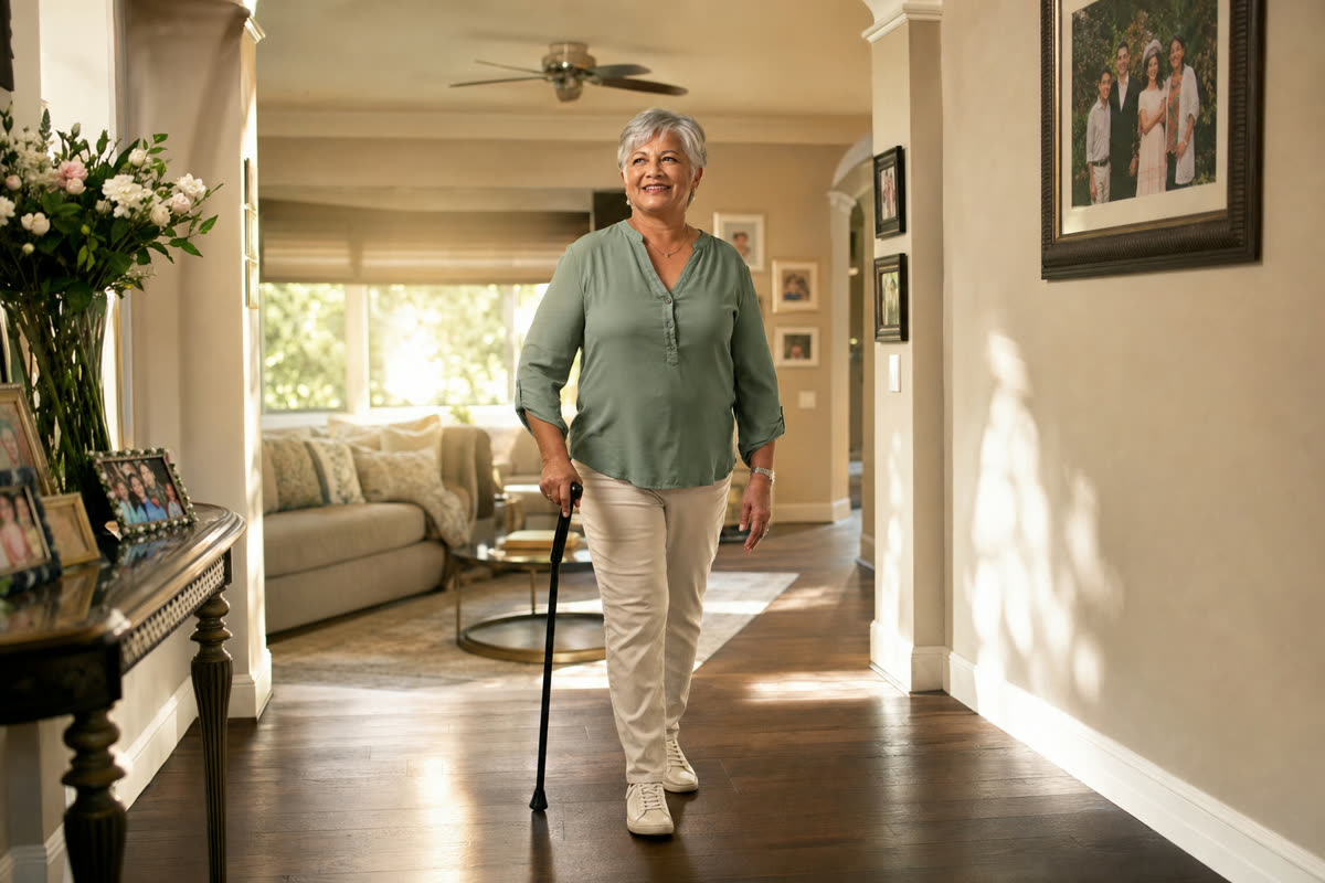 Walking confidently weeks into recovery